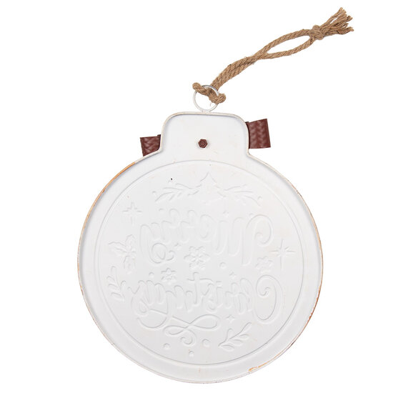 Clayre &amp; Eef | Decoratie Kerstbal Beige Rood 30x4x37 cm | 6Y6167
