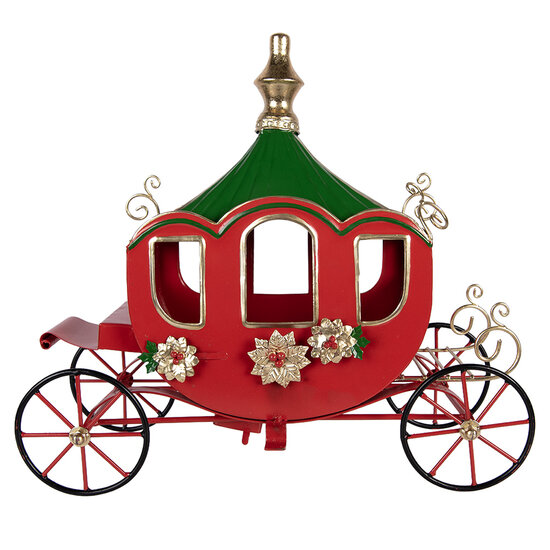 Clayre &amp; Eef | Decoratie Koets Rood Groen 38x16x33 cm | 6Y6219
