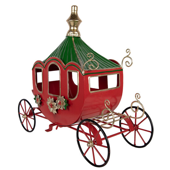 Clayre &amp; Eef | Decoratie Koets Rood Groen 38x16x33 cm | 6Y6219