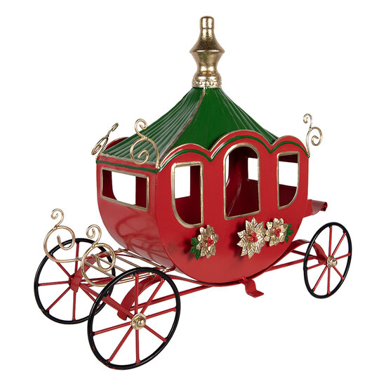 Clayre &amp; Eef | Decoratie Koets Rood Groen 38x16x33 cm | 6Y6219