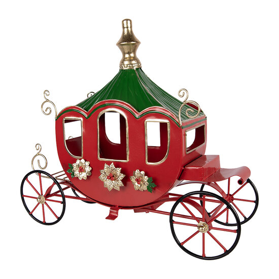 Clayre &amp; Eef | Decoratie Koets Rood Groen 38x16x33 cm | 6Y6219
