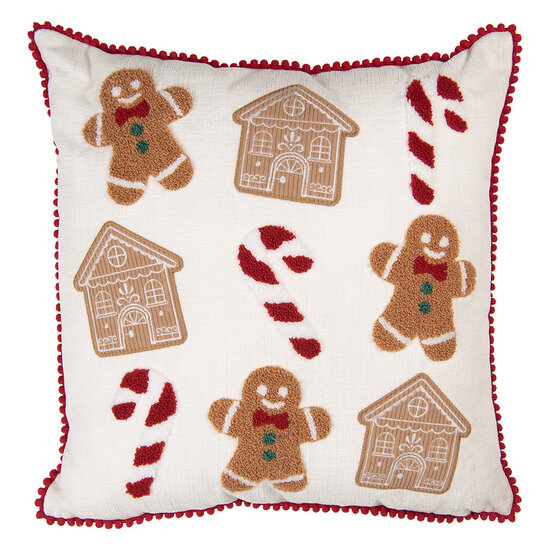 Clayre &amp; Eef | Kussen gevuld Beige Rood 40x40x4 cm | KG023.179