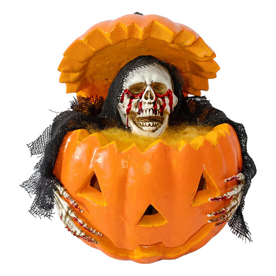 Clayre &amp; Eef | Decoratie Skelet Wit Oranje 16x16x18 cm | 66916