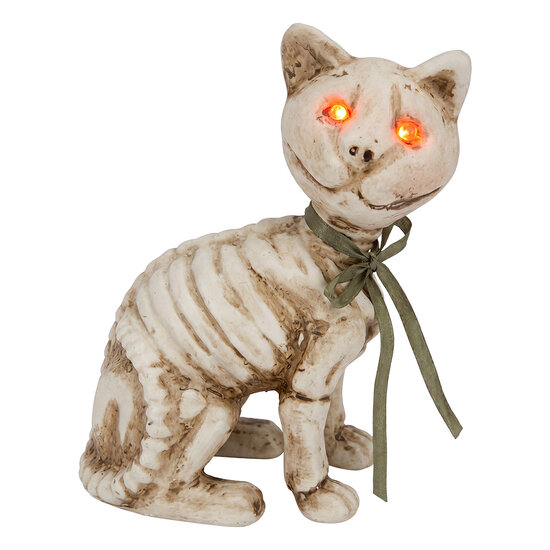 Clayre &amp; Eef | Decoratie Skelet Kat Wit Bruin 12x9x17 cm | 66924