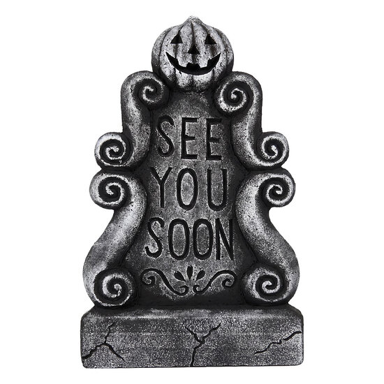 Clayre &amp; Eef | Decoratie Grafsteen Halloween Grijs 27x4x43 cm | 66934