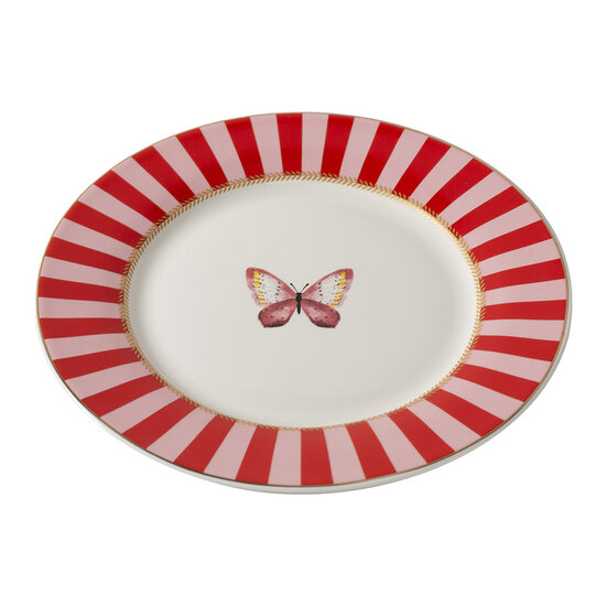 Clayre &amp; Eef | Servies Ontbijtbord Wit Rood &oslash; 19x2 cm | 6CEDP0171