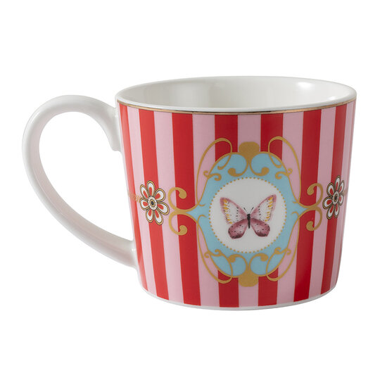 Clayre &amp; Eef | Mok Wit Rood 350 ml | 6CEMU0251
