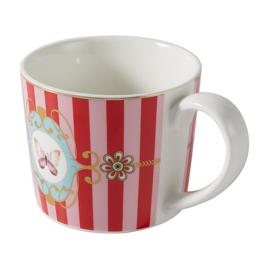 Clayre &amp; Eef | Mok Wit Rood 350 ml | 6CEMU0251