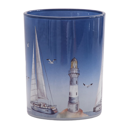 Clayre &amp; Eef | Waxinelichthouder Blauw &oslash; 10x13 cm | 6GL5376