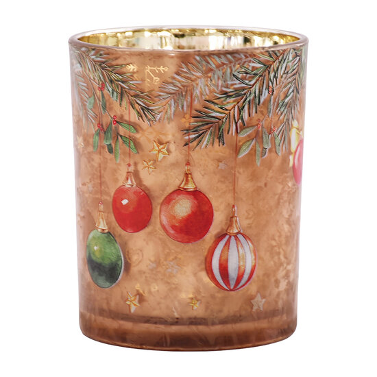 Clayre &amp; Eef | Waxinelichthouder Bruin Groen &oslash; 10x13 cm | 6GL5388