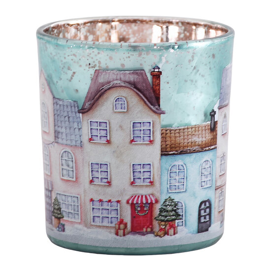Clayre &amp; Eef | Waxinelichthouder Blauw Beige &oslash; 7x8 cm | 6GL5390
