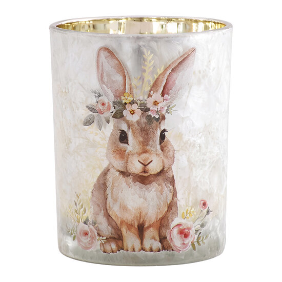 Clayre &amp; Eef | Waxinelichthouder Grijs Bruin &oslash; 10x13 cm | 6GL5397