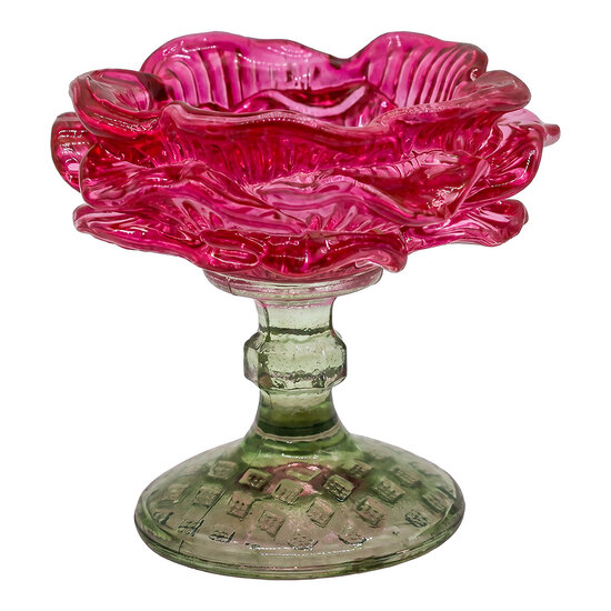 Clayre &amp; Eef | Glazen Theelichthouder Roze Groen &oslash; 10x9 cm | 6GL5544F