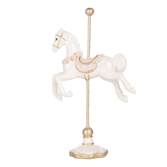 Clayre &amp; Eef | Decoratie Paard Wit Rood 8x4x13 cm | 6PR6405
