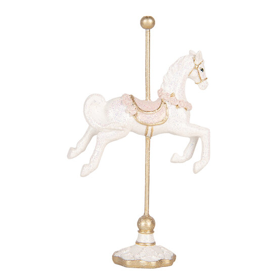 Clayre &amp; Eef | Decoratie Paard Wit Rood 8x4x13 cm | 6PR6405