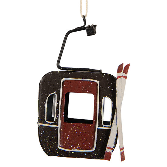 Clayre &amp; Eef | Decoratie Skigondel Grijs Rood 7x5x12 cm | 6Y6048