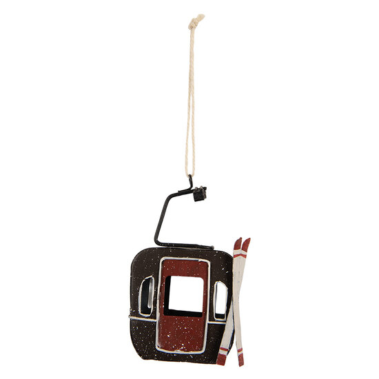 Clayre &amp; Eef | Decoratie Skigondel Grijs Rood 7x5x12 cm | 6Y6048