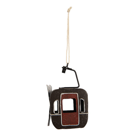 Clayre &amp; Eef | Decoratie Skigondel Grijs Rood 7x5x12 cm | 6Y6048