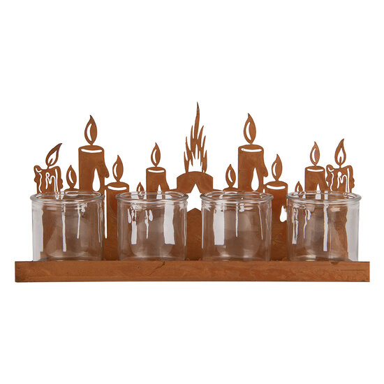 Clayre &amp; Eef | Theelichthouder Kerst Bruin 36x9x18 cm | 6Y6098