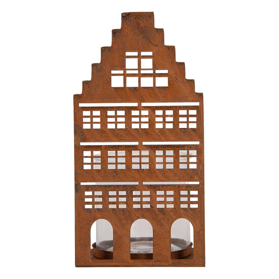 Clayre &amp; Eef | Theelichthouder Huis Bruin 12x12x24 cm | 6Y6123