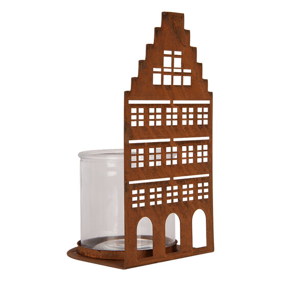 Clayre &amp; Eef | Theelichthouder Huis Bruin 12x12x24 cm | 6Y6123