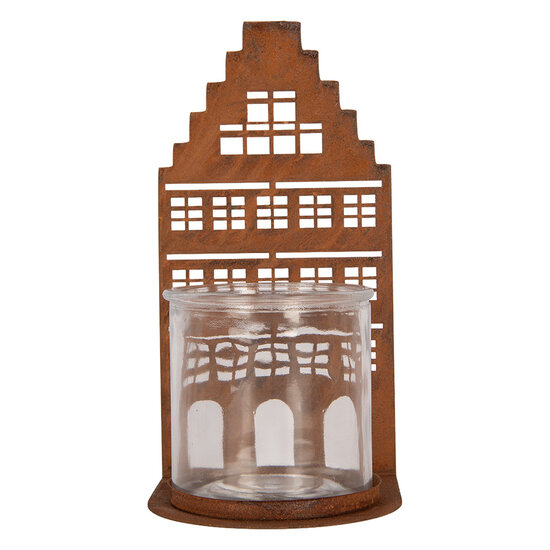 Clayre &amp; Eef | Theelichthouder Huis Bruin 12x12x24 cm | 6Y6123
