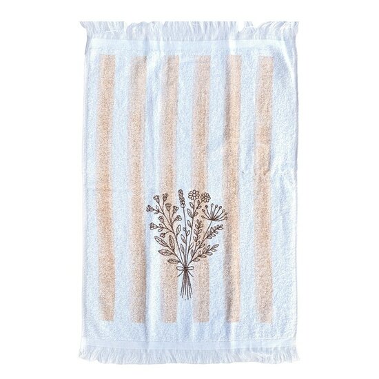 Clayre &amp; Eef | Gastendoekje Wit Beige 40x66 cm | CT042