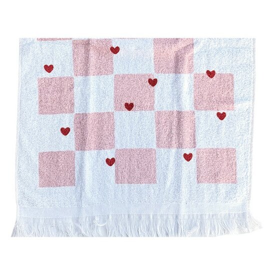 Clayre &amp; Eef | Gastendoekje Wit Roze 40x66 cm | CT041