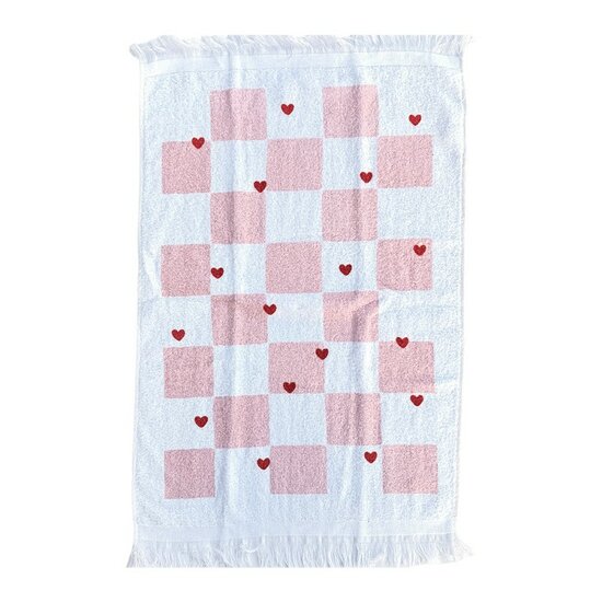 Clayre &amp; Eef | Gastendoekje Wit Roze 40x66 cm | CT041