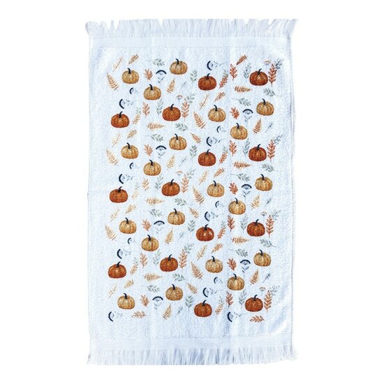 Clayre &amp; Eef | Gastendoekje Wit Oranje 40x66 cm | CT038