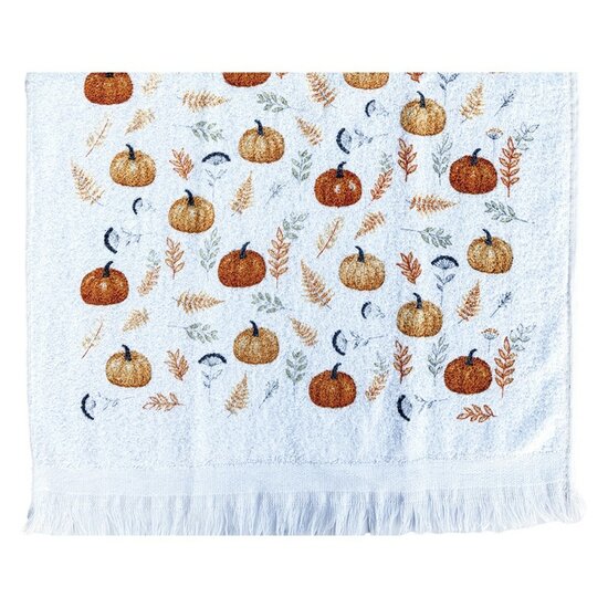 Clayre &amp; Eef | Gastendoekje Wit Oranje 40x66 cm | CT038