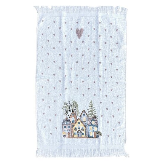 Clayre &amp; Eef | Gastendoekje Wit Roze 40x66 cm | CTHHS