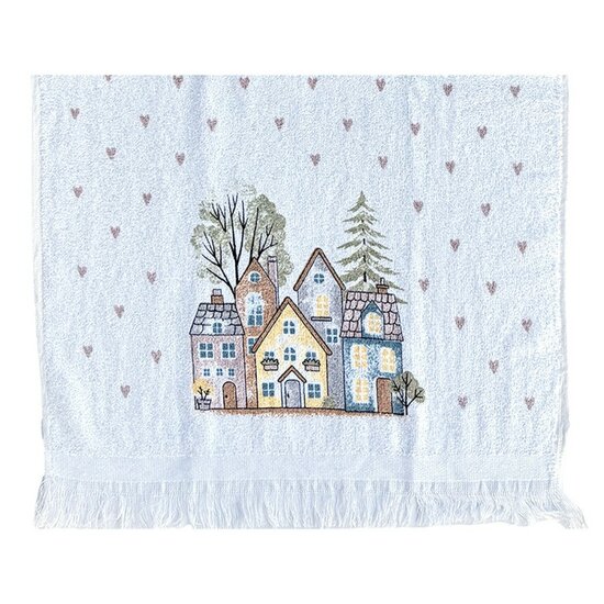 Clayre &amp; Eef | Gastendoekje Wit Roze 40x66 cm | CTHHS