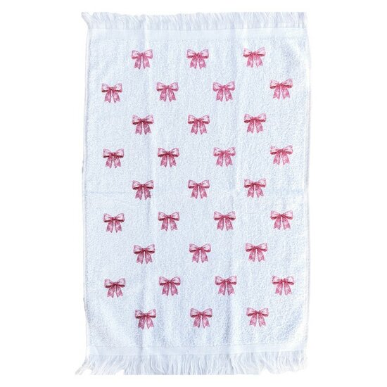 Clayre &amp; Eef | Gastendoekje Wit Roze 40x66 cm | CT040