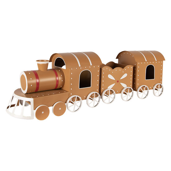Clayre &amp; Eef | Decoratie Trein Bruin Wit 97x19x28 cm | 5Y1457