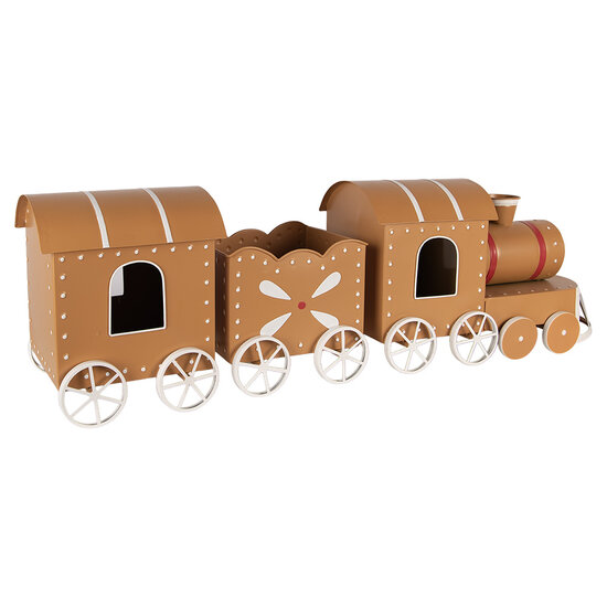 Clayre &amp; Eef | Decoratie Trein Bruin Wit 97x19x28 cm | 5Y1457