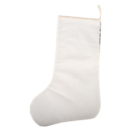 Clayre &amp; Eef | Kerstsok Decoratie Kerstsok Beige Blauw 29x1x48 cm | 66461