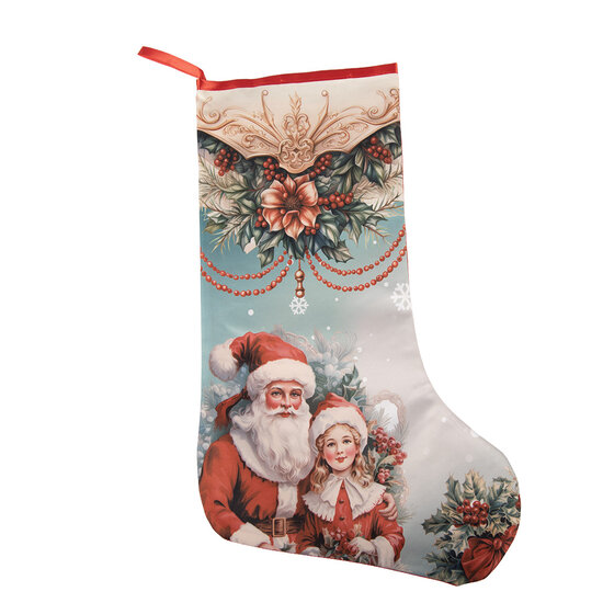 Clayre &amp; Eef | Kerstsok Decoratie Kerstsok Blauw Rood 29x1x48 cm | 66462