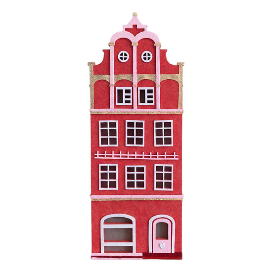Clayre &amp; Eef | Decoratie Huis Rood Wit 18x12x50 cm | 67022