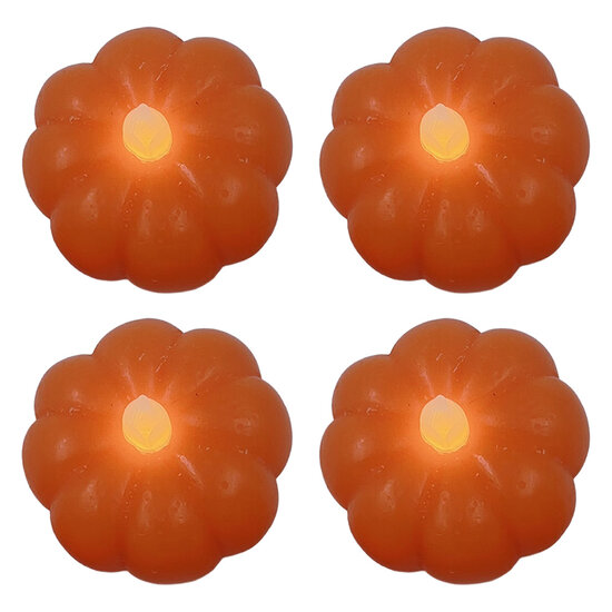 Clayre &amp; Eef | Kaars met LED Oranje set van 4 &oslash; 5x5x4 cm | 6CA0013