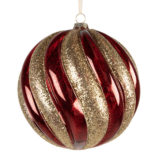 Clayre &amp; Eef | Kerstbal Rood Goudkleurig &oslash; 20x20 cm | 6GL5437