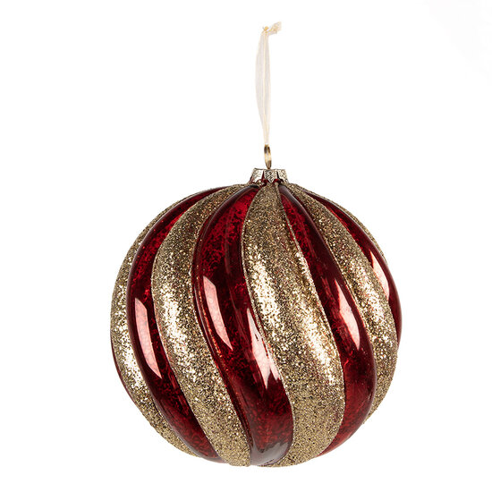Clayre &amp; Eef | Kerstbal Rood Goudkleurig &oslash; 20x20 cm | 6GL5437