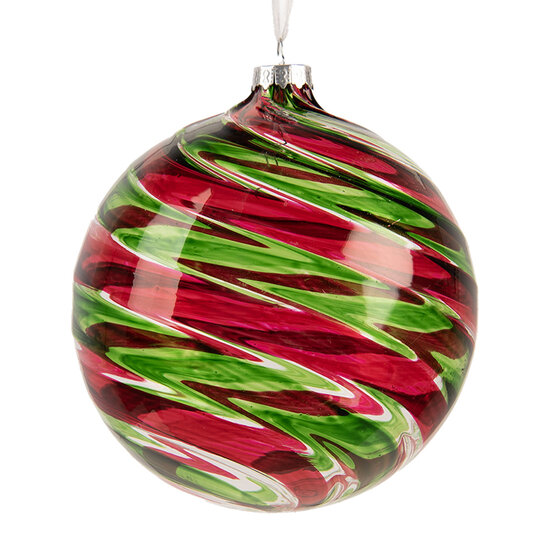 Clayre &amp; Eef | Kerstbal Rood Groen &oslash; 12x12 cm | 6GL5438