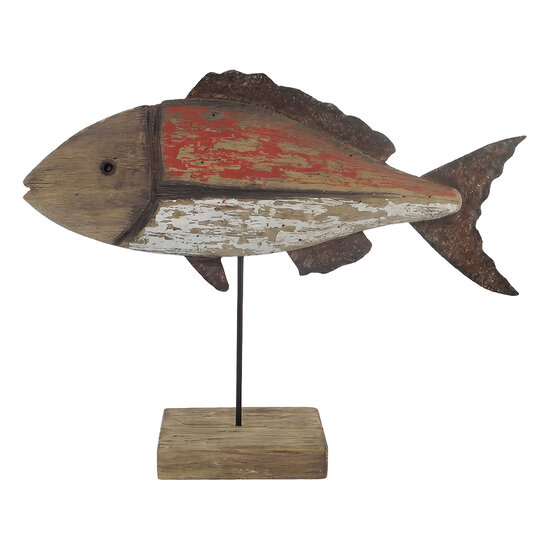 Clayre &amp; Eef | Decoratie Vis Bruin Wit 30x7x23 cm | 6H2519