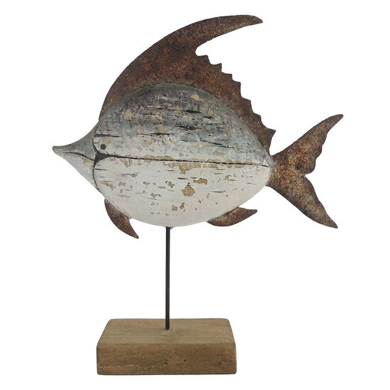 Clayre &amp; Eef | Decoratie Vis Wit Bruin 25x7x29 cm | 6H2525