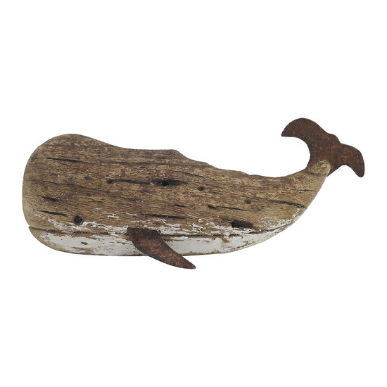 Clayre &amp; Eef | Decoratie Walvis Bruin Wit 33x6x13 cm | 6H2526