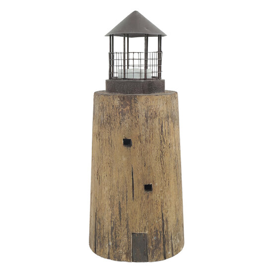 Clayre &amp; Eef | Decoratie Vuurtoren Bruin &oslash; 15x36 cm | 6H2531