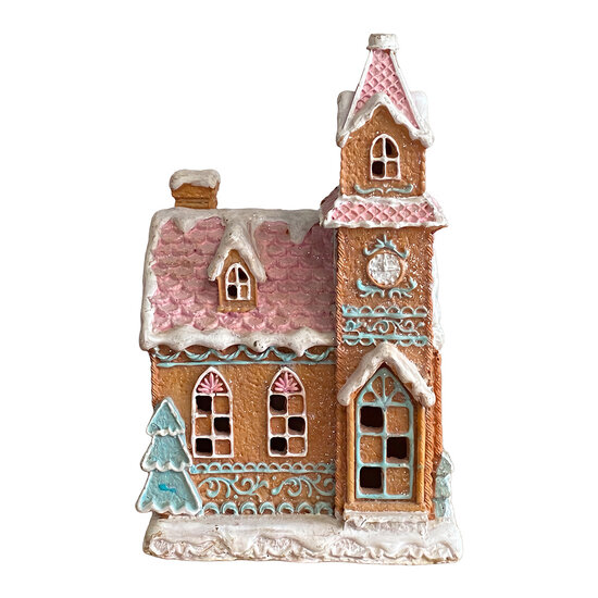 Clayre &amp; Eef | Decoratie Huis Bruin Wit 14x12x21 cm | 6PR6402