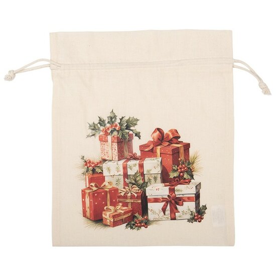Clayre &amp; Eef | Cadeauzakje Creme  Synthetisch 21x1x25 cm| 66481