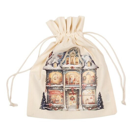 Clayre &amp; Eef | Cadeauzakje Creme  Synthetisch 21x1x25 cm| 66483
